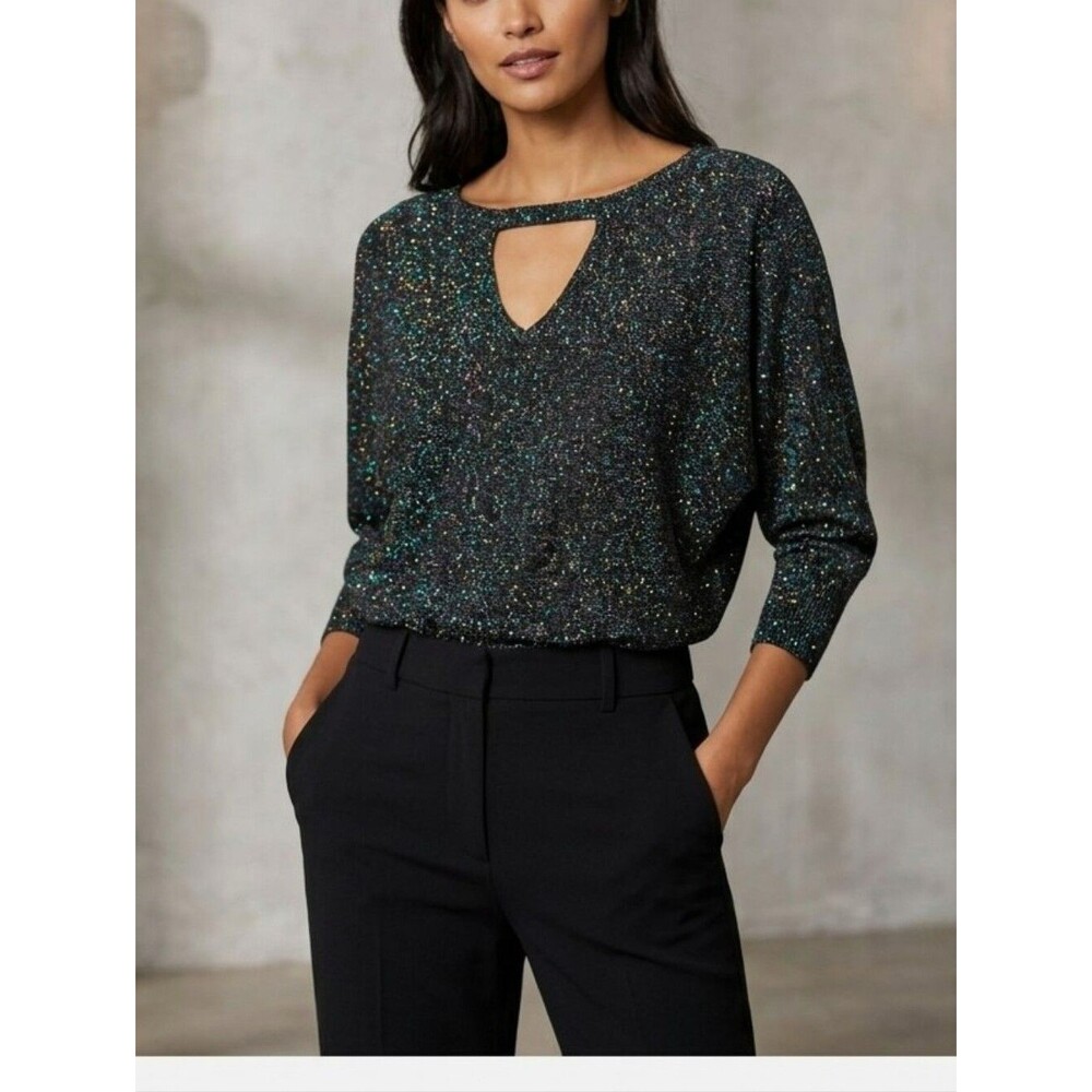 MILLY Italian Shimmer Sparkle Sweater